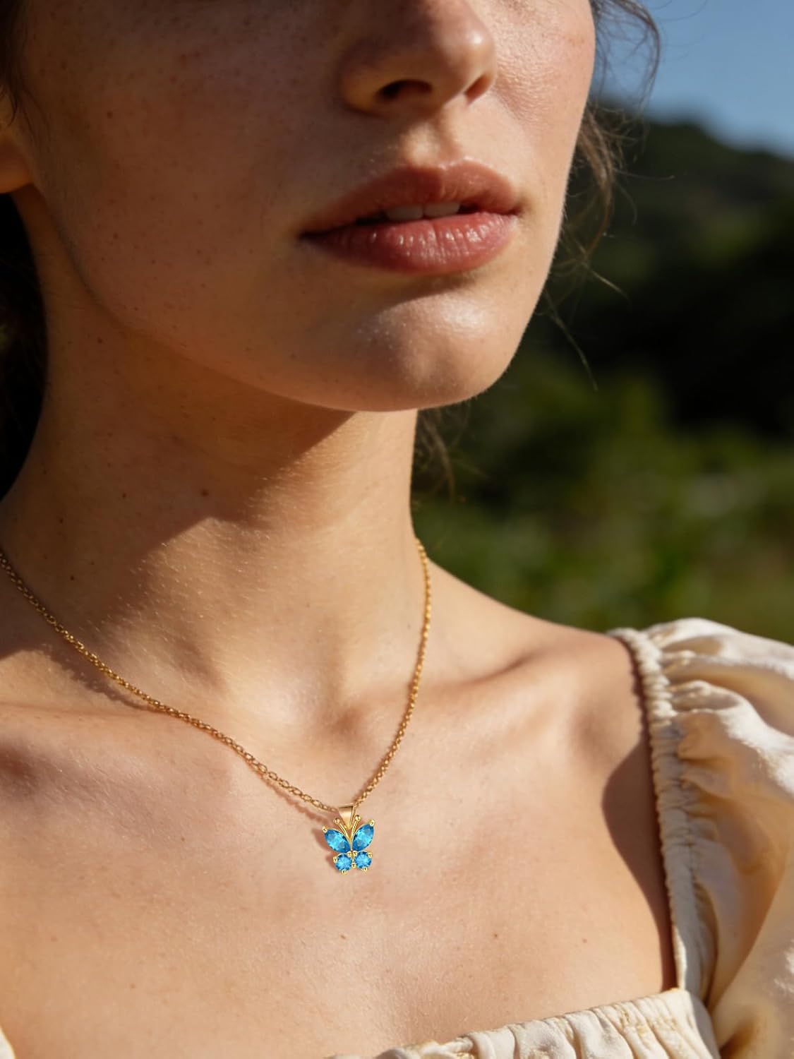 Silvora Butterfly Pendant Necklace for Mother,Birthstone Necklaces for Women Dainty Cubic Zirconia Pendant Necklace Birthday Gifts for Women Jewelry - Image 2