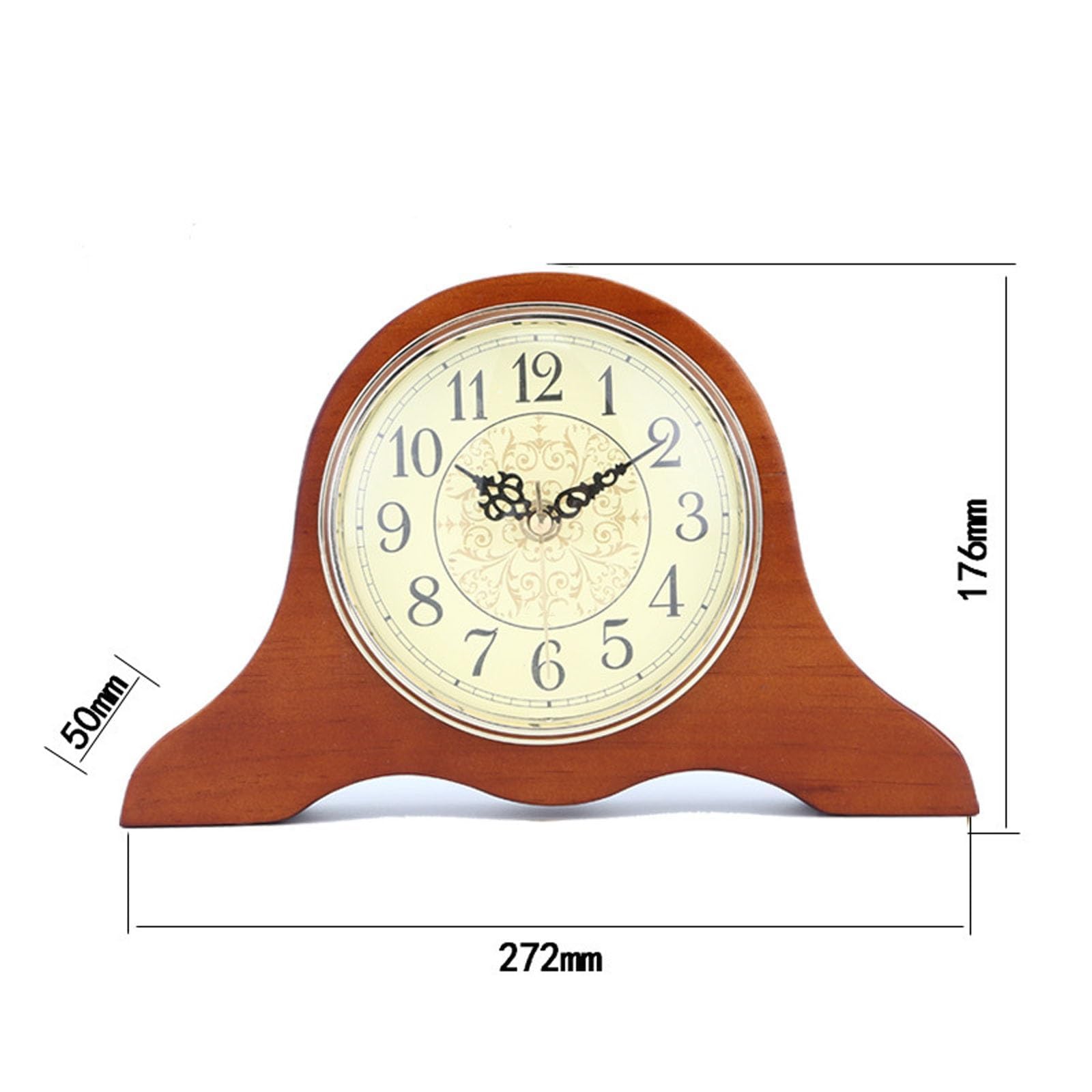 COYEUX Relojes de sobremesa de Madera Maciza, Reloj de Mesa Retro silencioso, Funciona con Pilas, para la repisa de la Chimenea del salón, decoración del hogar