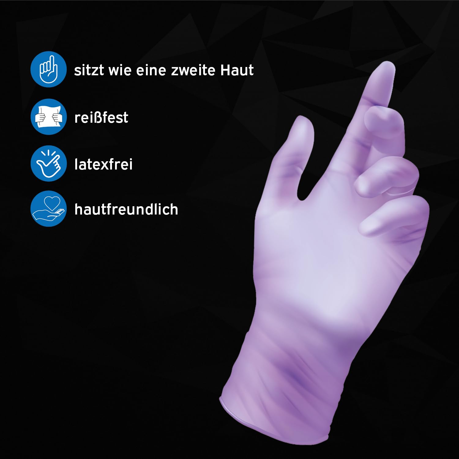 kör4u Lot de 1000 gants jetables en nitrile sans poudre et sans latex (violet, taille L)