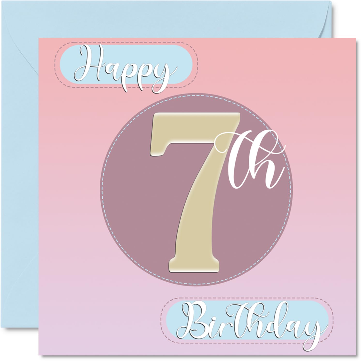 7th Birthday Cards for Girls - Sewing Stitch - Happy Birthday Card for 7 Year Old Girl Granddaughter Niece Daughter Cousin, 145mm Bday Greeting Cards
