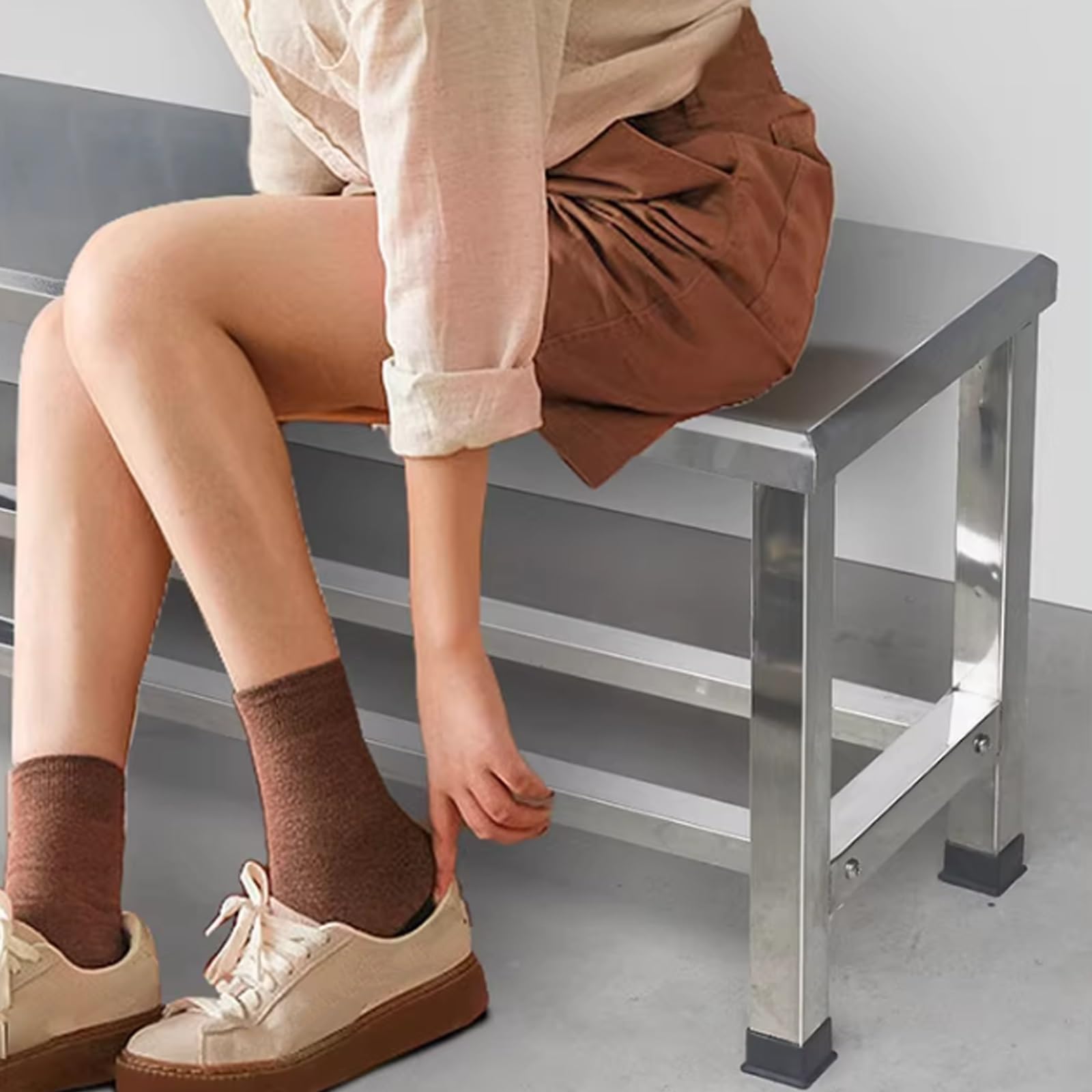 Banc de Jardin Extérieur en Acier INOX 304 sans Dossier, Capacité de 250kg