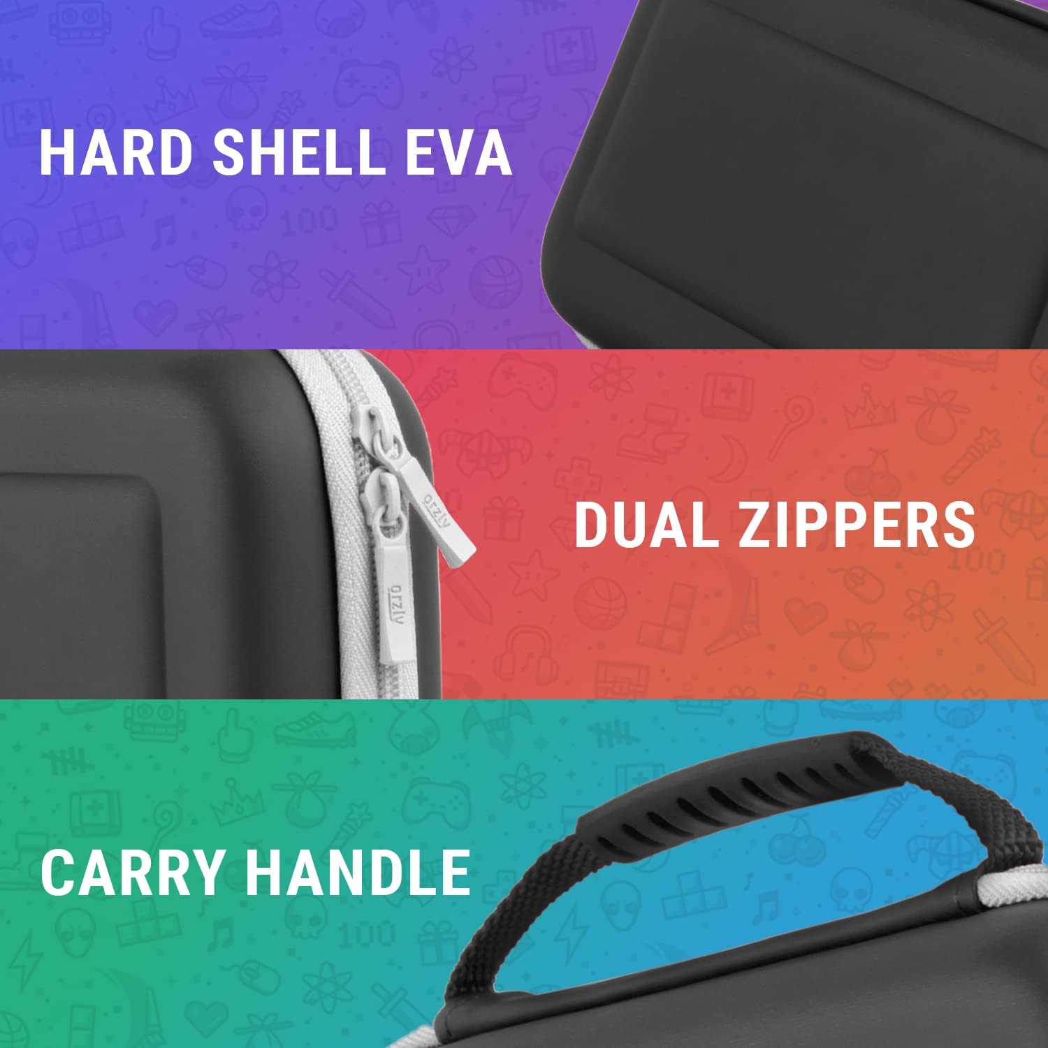 Orzly Custodia per console Nintendo Switch Oled bianca con accessori e vano portaoggetti per giochi, facile da pulire, edizione in confezione regalo