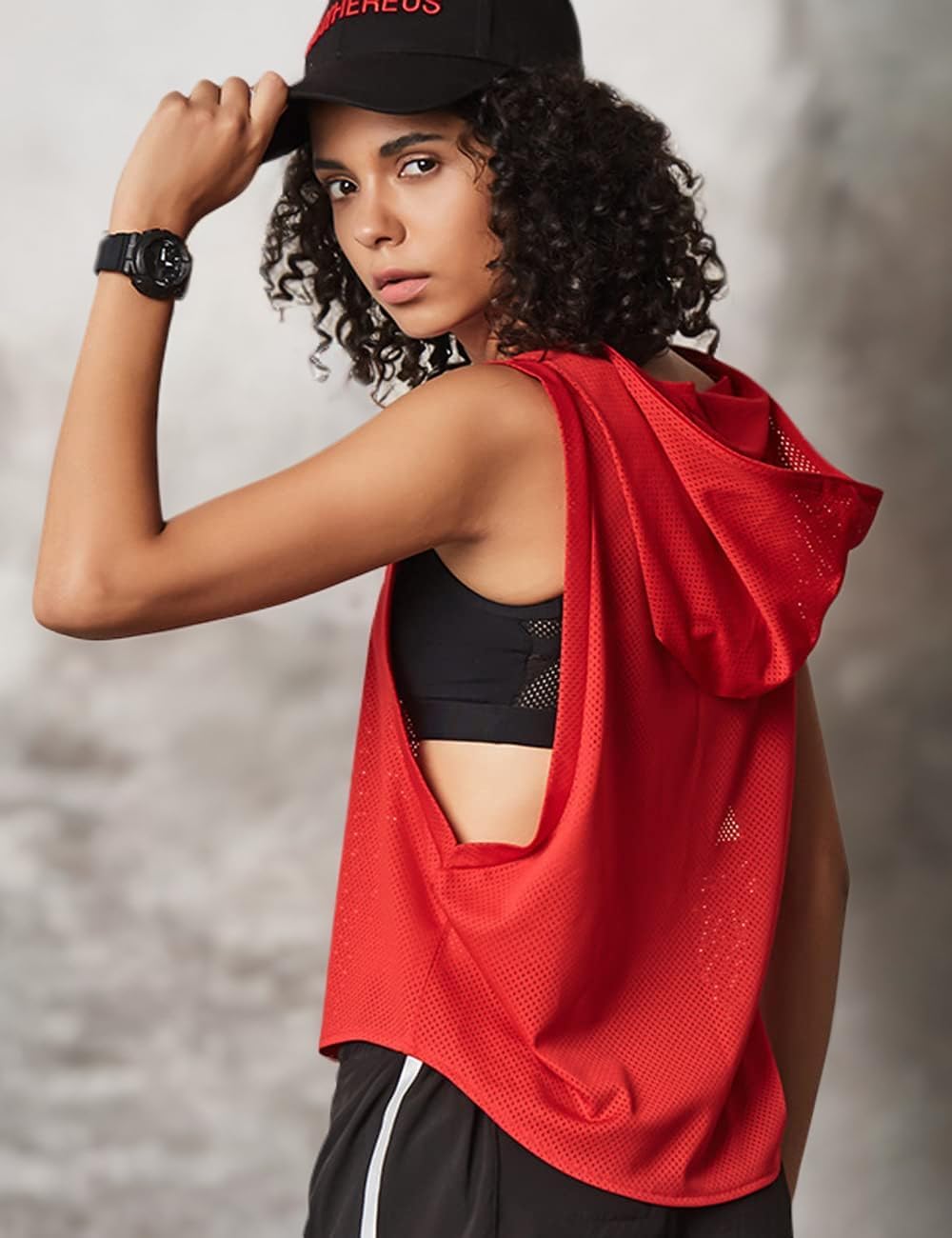 Women's Fitness Sleeveless Mesh Hoodie Sports Running T-Shirts Workout Tops - Image 6