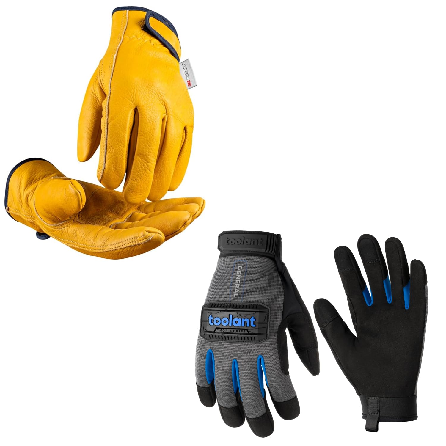 Toolant Winter Arbeitshandschuhe Leder - Thinsulate Gefüttert, Größe L, Gelb