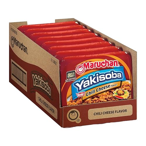 Maruchan Yakisoba Chili Cheese, Japanese Instant Ramen Noodles, 3.86 Oz, 8 Count - 0.48 Ounce (Pack of 8) - Chili Cheese