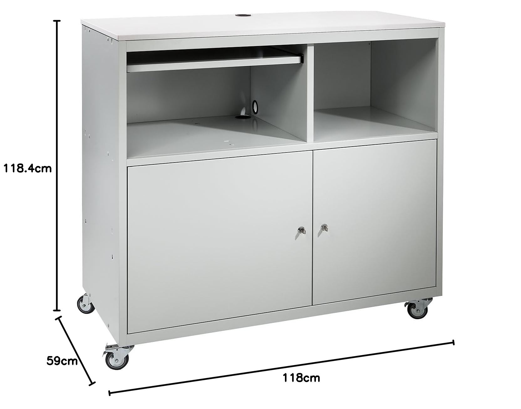 Certeo | Pupitre pour Ordinateur | Mobile | h x l x p 1184 x 1180 x 590 mm | Gris Clair RAL 7035