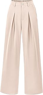 Pantalones palazzo de cintura alta para mujer, casuales pierna ancha, botones, holgados, bolsillos, para trabajo, oficina y negocios
