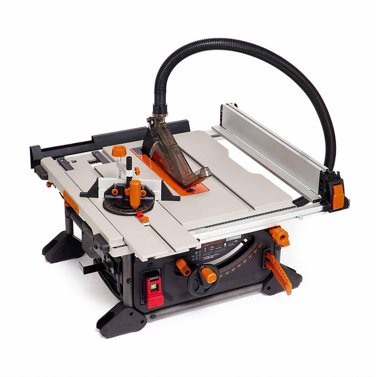 Evolution Power Tools R255TBL+ Table Saw (Next Generation Rage 5-S) Portable Multi-Material Cutting Blade Included, Wood Plastic Cuts, Metal, 45° Bevel, Miter Angle