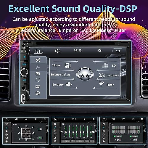 Double Din car Stereo with CD/DVD Player- CarPlay & Android Auto, Car Audio with Bluetooth, 7 Inch HD Touchscreen, Rear Camera, USB/TF/AUX, Subwoofer, AM/FM Radio Receiver