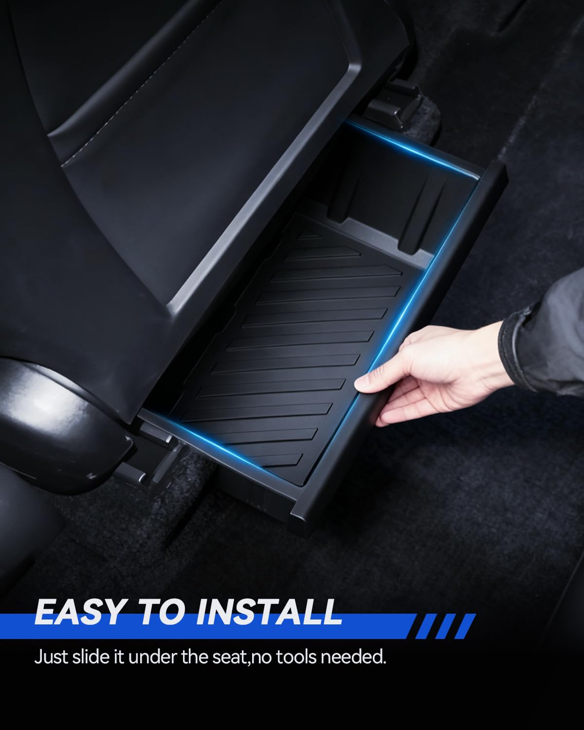 2 Pcs Sitz Organizer Box für Tesla Model Y 2023-2025 Aufbewahrungsbox unter dem Sitz hintere Sitzen verstecktes Fach Tesla Y 2025 Juniper Model Y Zubehör(TPE)