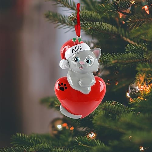 Miniatura 2 de Adorno de gato gris, adorno de gato personalizado, adorno de árbol de Navidad para gato, adorno de primera Navidad de gatito, regalos de recuerdo de
