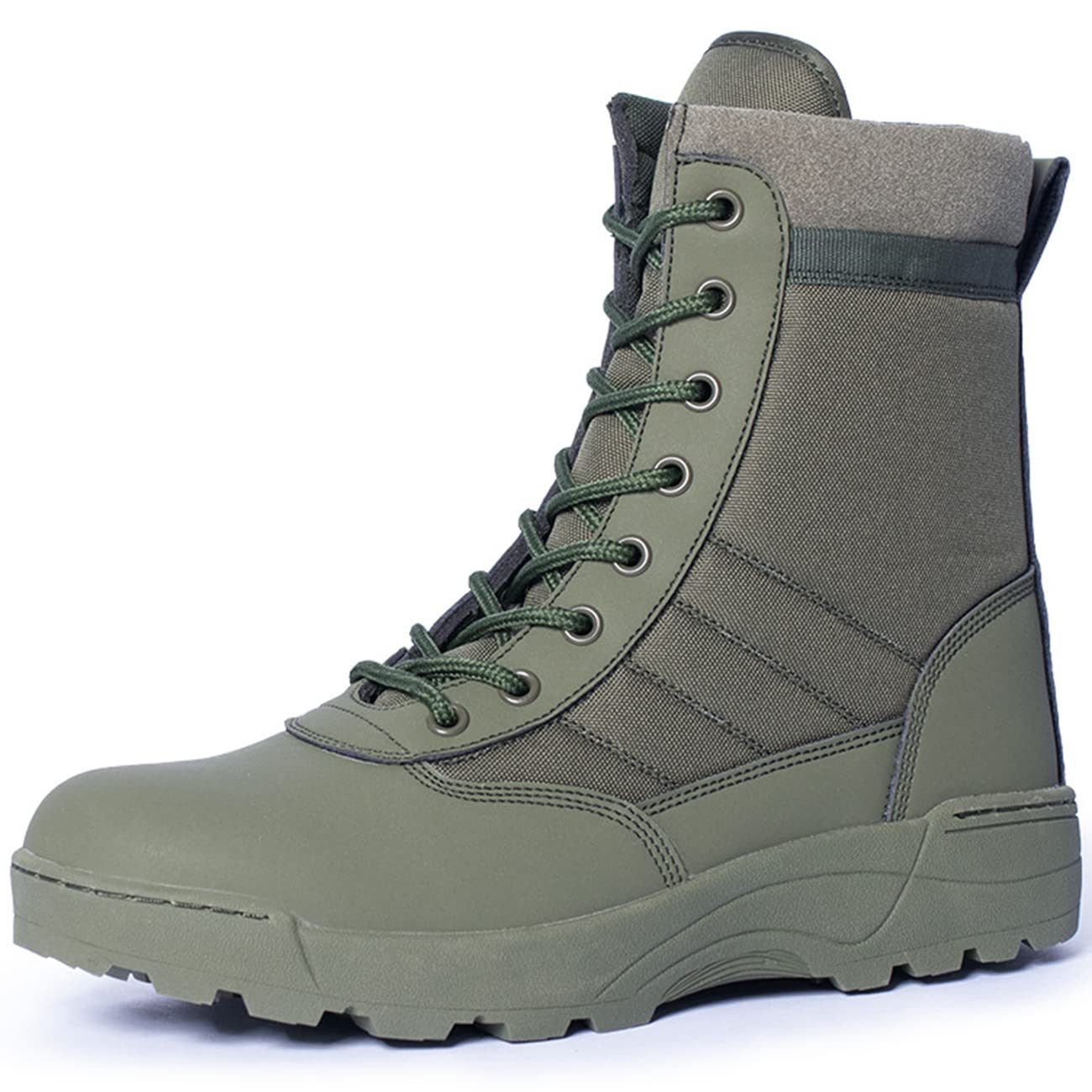 Scarpe da Lavoro da Uomo Stivali Tattici Militari Stivali Militari alla Caviglia Impermeabili Stivali da Combattimento Ultraleggeri e Traspiranti Stivali,Green-36(UK4)