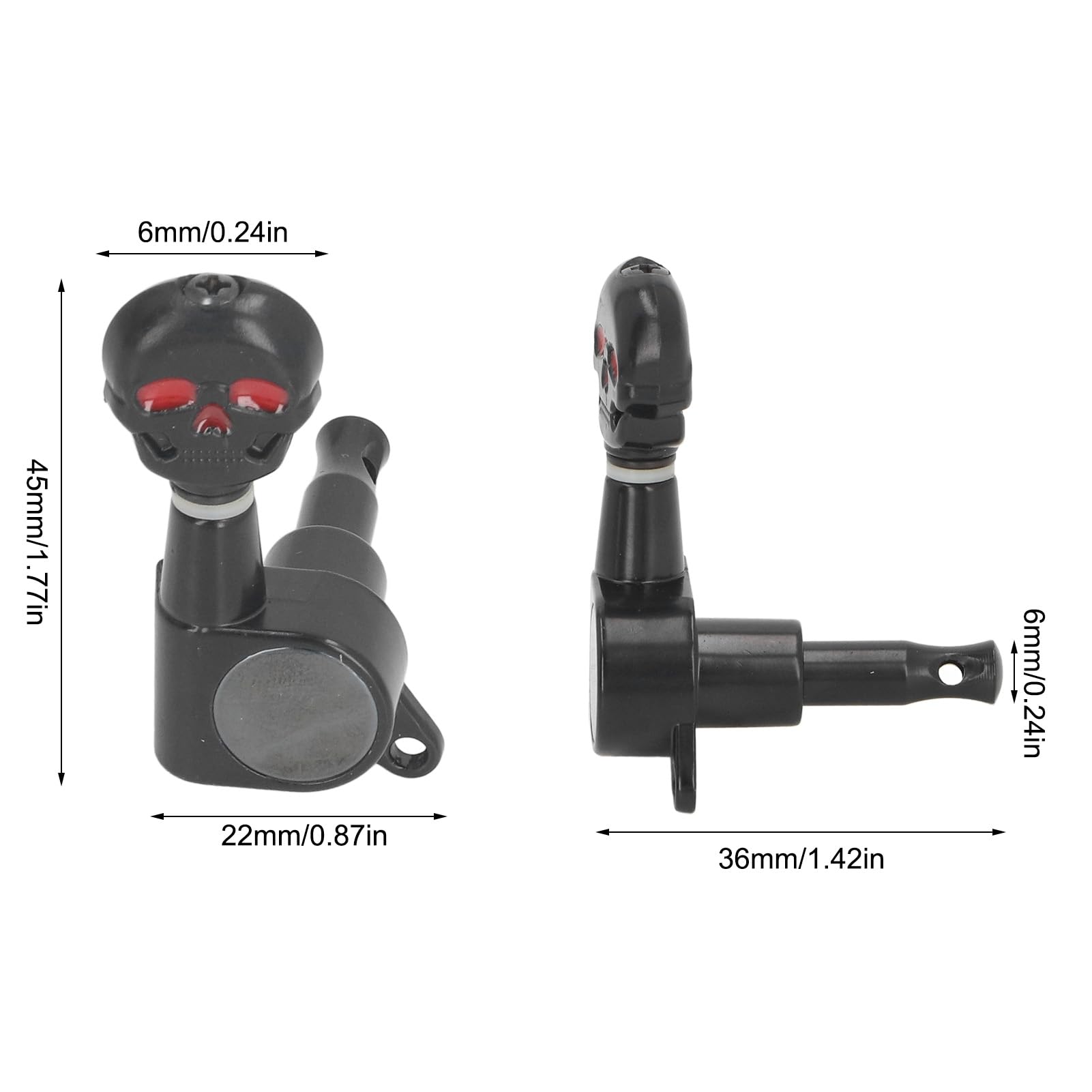 Guitar Locking Tuners, 6Pcs Right Skull Head Metal Tuning Pegs for Electric Acoustic Guitars Rock Metal Musicians Stage Performance
