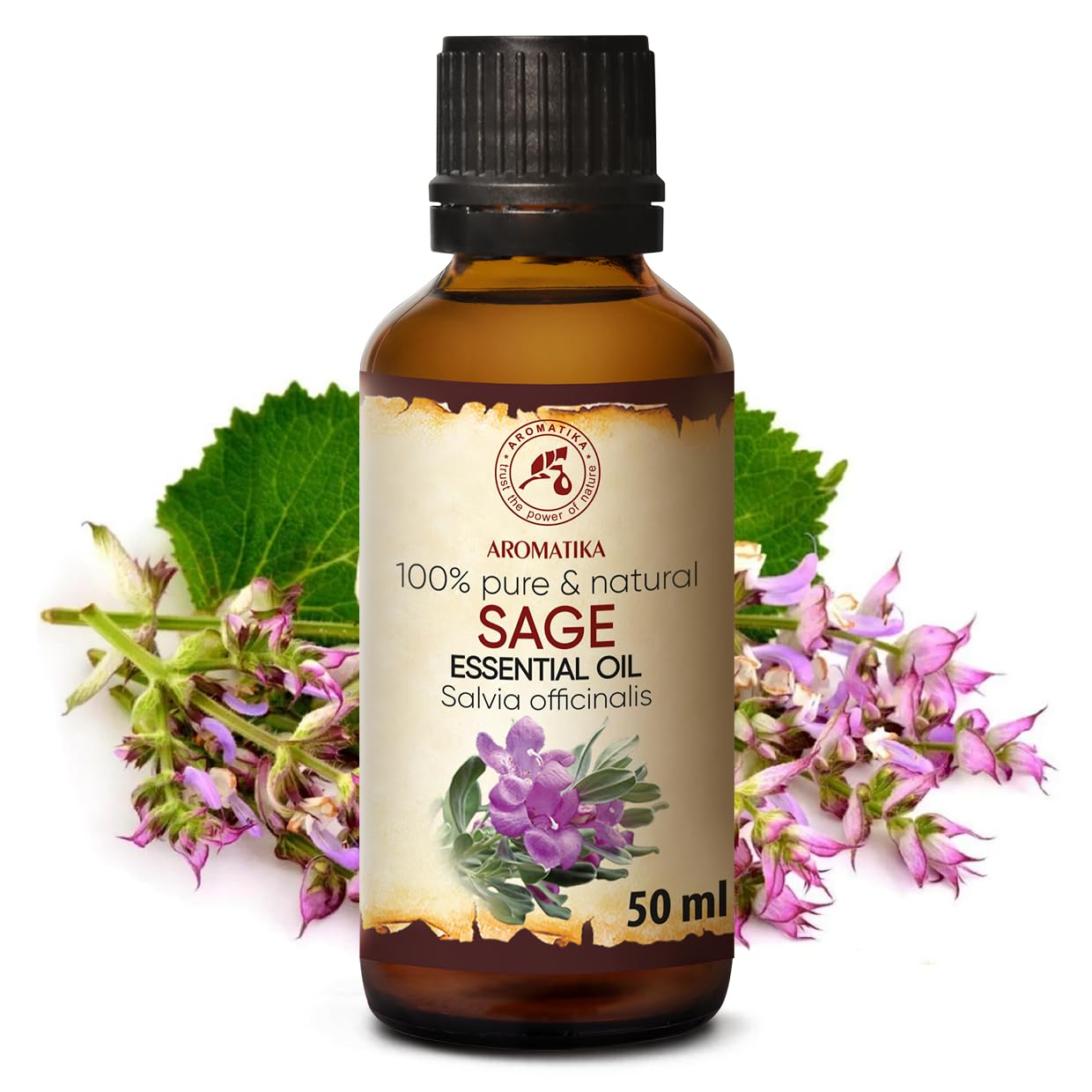 Aceite Esencial de Salvia 50 ml - Salvia Officinalis - Aceites de Aromaterapia - Aceite de Salvia de Grado para Difusor - Cuidado Piel - Aceites para Velas - Fragancia para Hogar