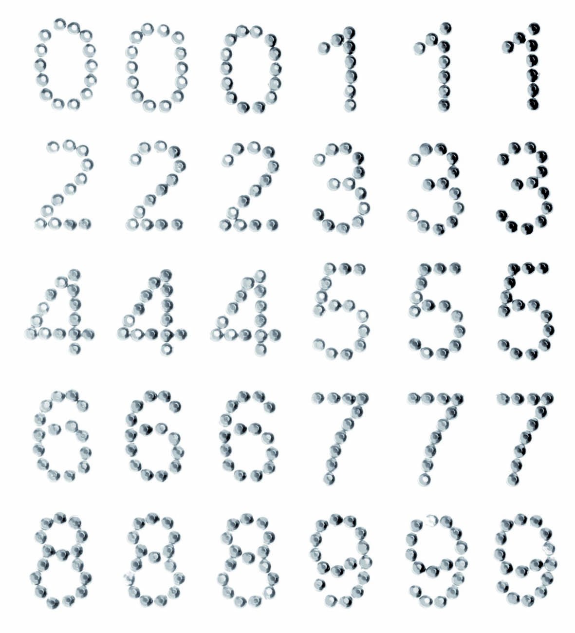 GLOREX P and D Numbers 13 mm 0-9 Self-Adhesive, Plastic, Silver, 14.5 x 8.6 x 0.2 cm