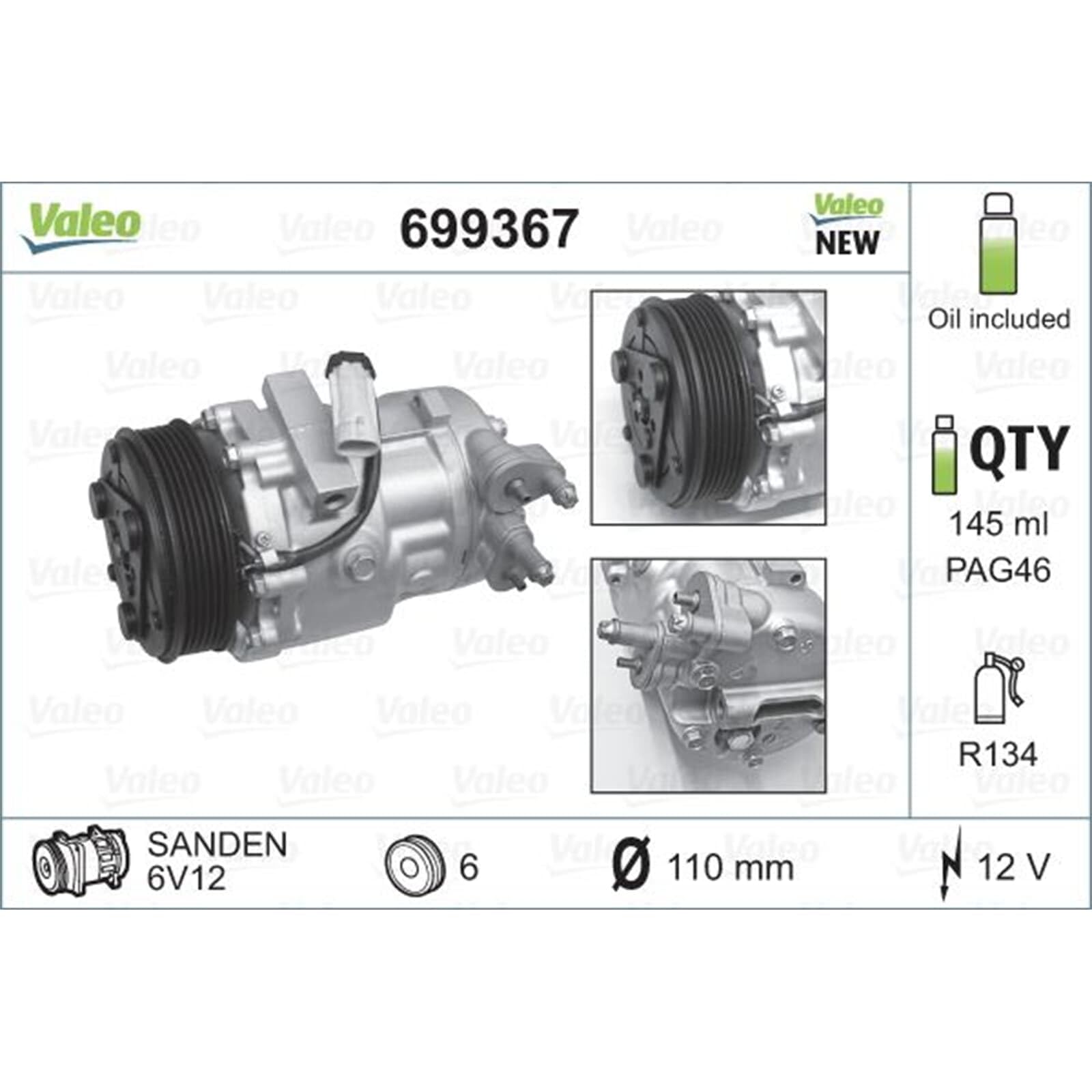 VALEO Compressore Climatizzatore 699367 OPEL COMBO CORSA C MERIVA TIGRA
