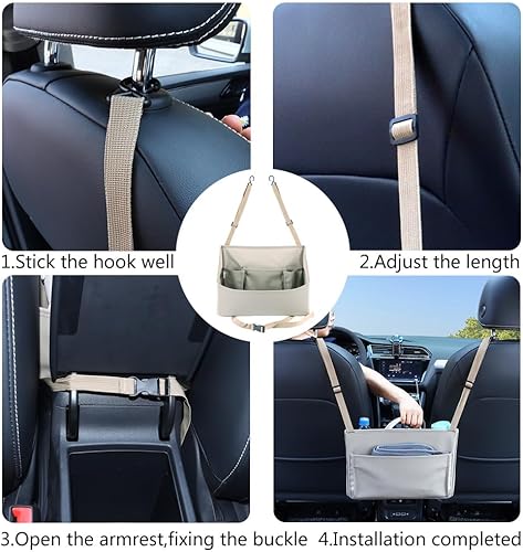 Miniatura 5 de Bolsa de almacenamiento de cuero para el asiento delantero del automóvil, de gran capacidad, para libros, documentos, teléfono, botella, juguete de