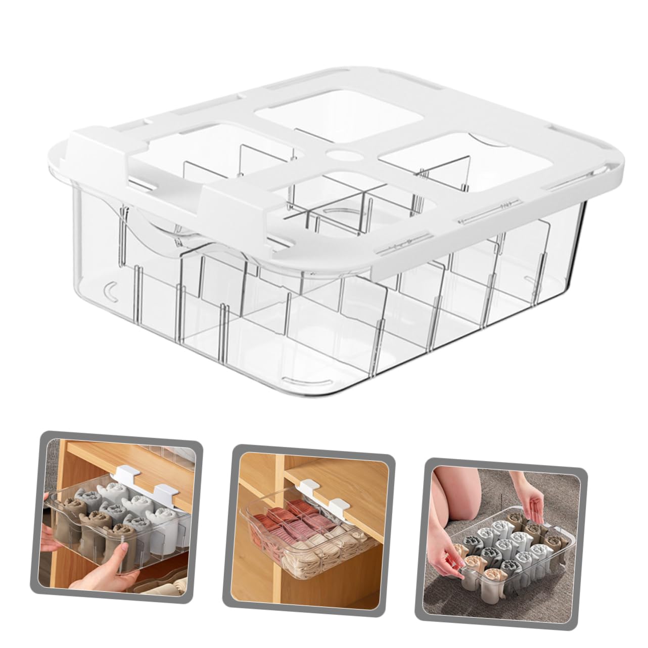 Alipis Sockenorganizer Schublade Aufbewahrungsbox Für Socken Trennbox Multifunktionaler Schrank Organizer Deckel Design