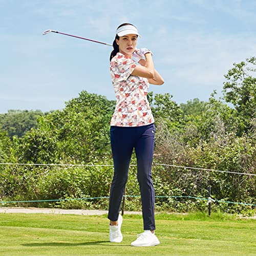 Hispotim Women's Short Sleeve Polo Shirt Lightweight Printed Golf Shirts Quick Dry Workout Golf Polo Shirts (Pinks Flowers,S) #TOP4