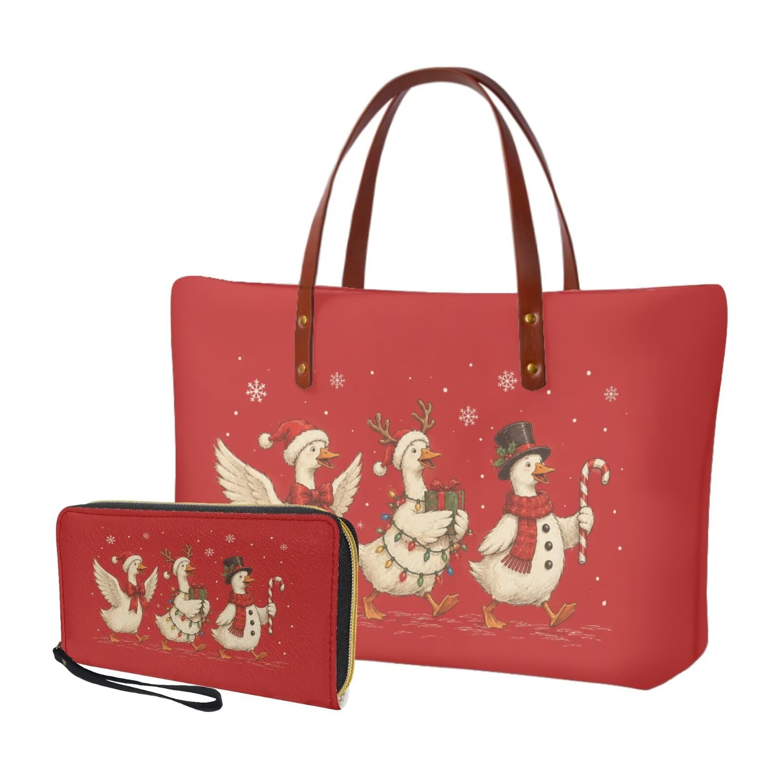 2 PCS Purse and Wallet Set for Women, Lightweight Large Top Handle Purse with PU Wallet for Work Party Shopping