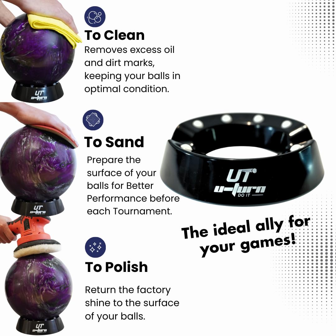 Genérico Base girevole per palla da bowling, spinner manuale, lucidatura e pulizia | Base girevole manuale per lucidatura, levigatura e pulizia professionale. Compatibile con qualsiasi palla da bowling.
