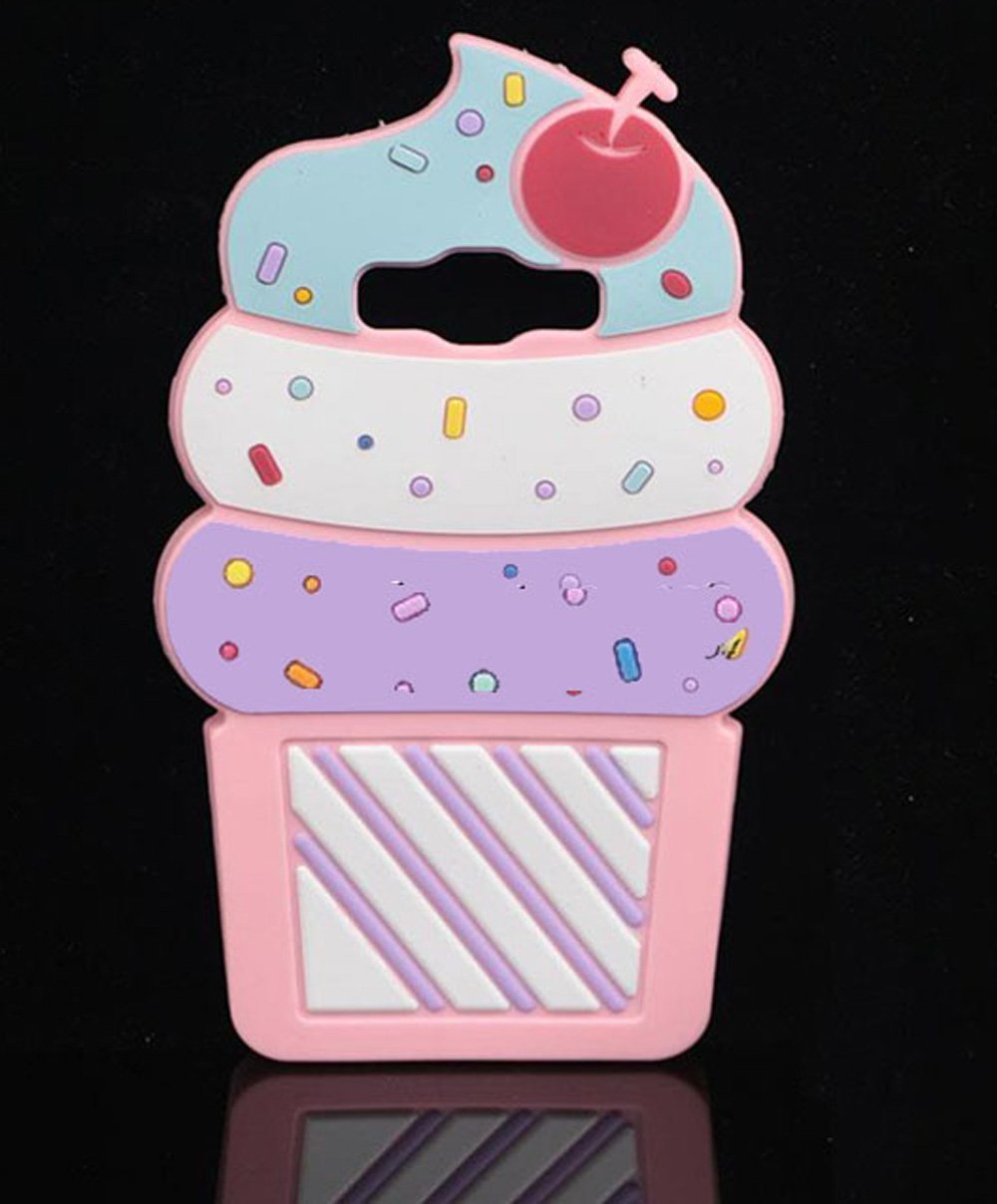 Galaxy J3 Case,Galaxy Express Prime Case,MANBO 3D Cherry ice Cream Soft Silicon Gel Back Cover Case For Samsung J3 / Express Prime / Amp Prime [Pink]