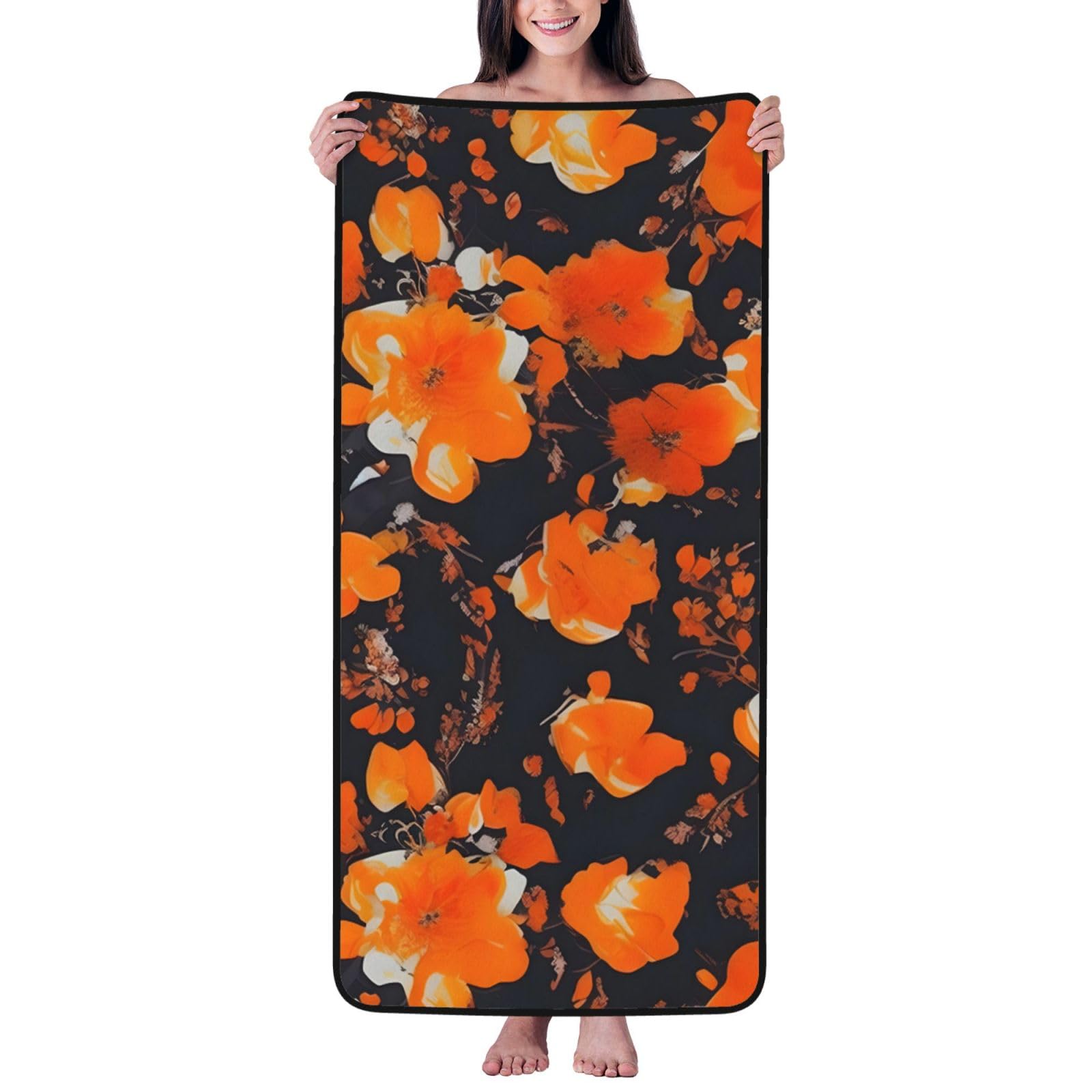 Serviettes de bain velours corail anti-irritation imprimé floral