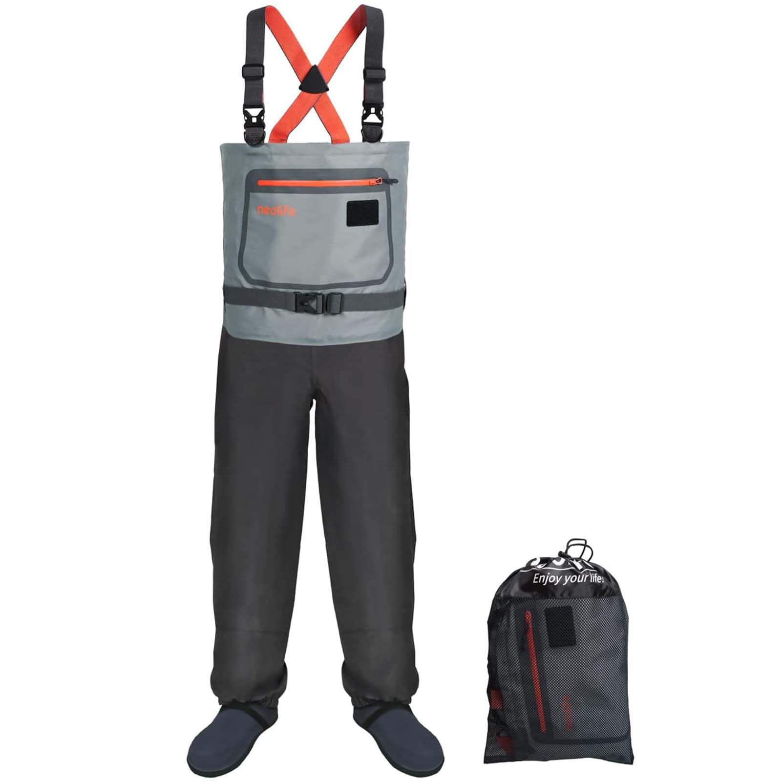 Fishing Chest Waders for Men and Women, 3-Ply Breathable Waterproof Hunting Waders with Pockets and Neoprene Stocking