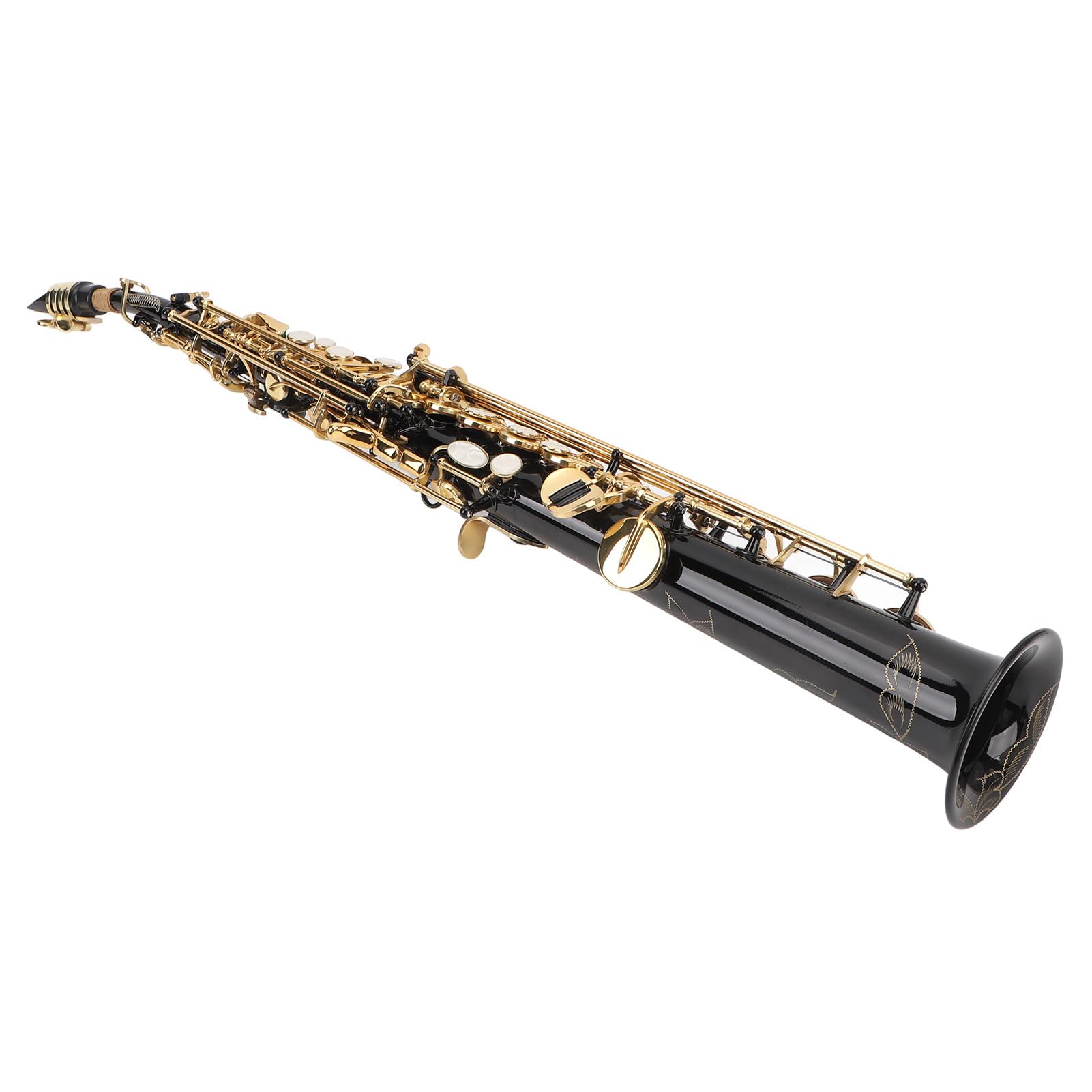 Emoshayoga Kit per Sassofono Soprano Chiave Bb in Ottone con Bocchino e Manico Curvo per Musicisti Jazz Principianti