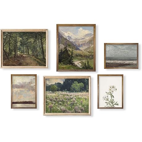 Green Cottagecore Bathroom Decor: Serene Sea Green Forest Landscape Prints