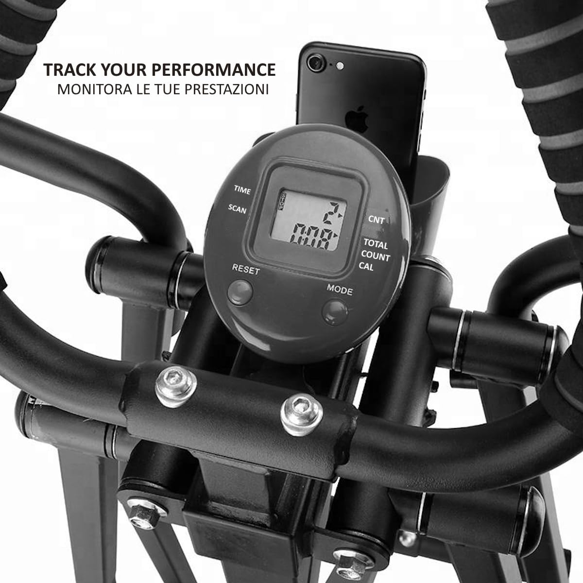 Air Walker Trainer - Ellittica Fitness a Basso Impatto per Allenamento Cardio in Casa, Cyclette Pieghevole con Display LCD, in Acciaio Robusto Attrezzo per Dimagrimento e Tonificazione