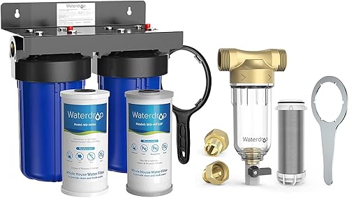 Waterdrop Sistema de filtro de agua para toda la casa WD-WHF21-FG, reduce el hierro, con filtro de agua de sedimentos giratorio WD-PFK, con filtros