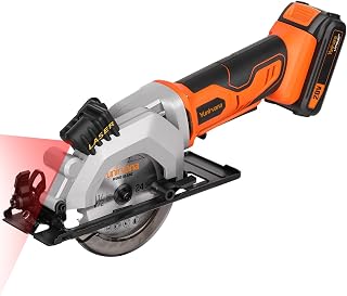 Mini Circular Saw, 20V 3400RPM Professional Cordless Circular Saw, Adjustable Angle and Depth,Max Cutting Depth 42.8mm (90°), 28mm(45°),Laser Guide,Blade 115mm