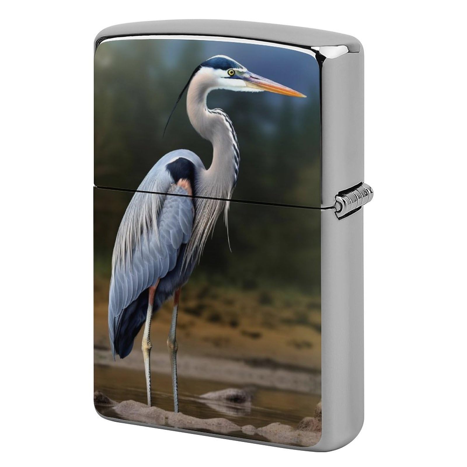 Heron Lighter Case Vintage Metal Lighter Cover Reusable Lighter Protective Sleeve Unique Design Personalized Lighter Sleeve Holder Against Dust and Scratches