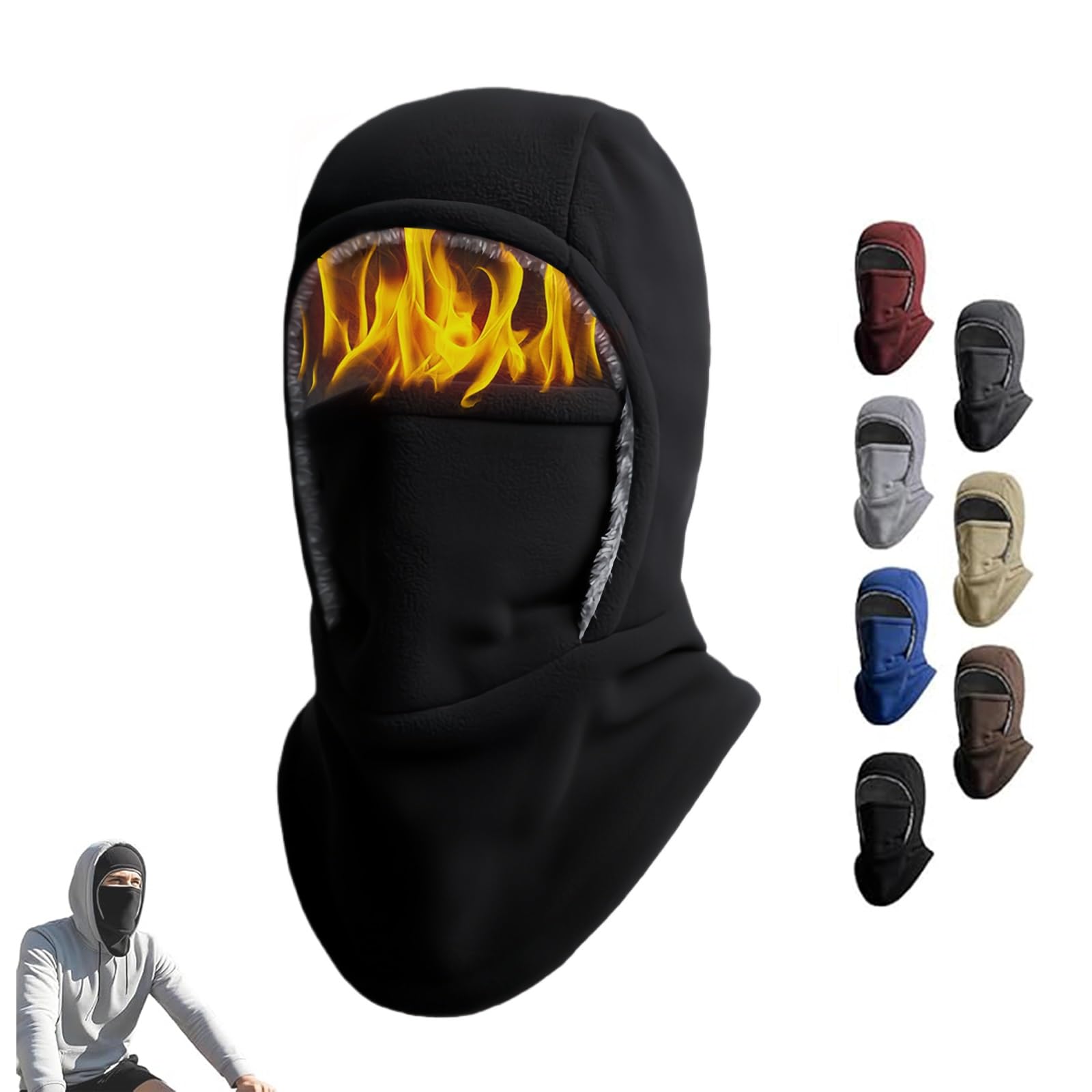 Liocwocne Unisex Windproof and Warm Balaclava, 3 in 1 Ski Mask Balaclava, Windproof & Warm Motorbike Balaclavas for Outdoor Activities(Black)