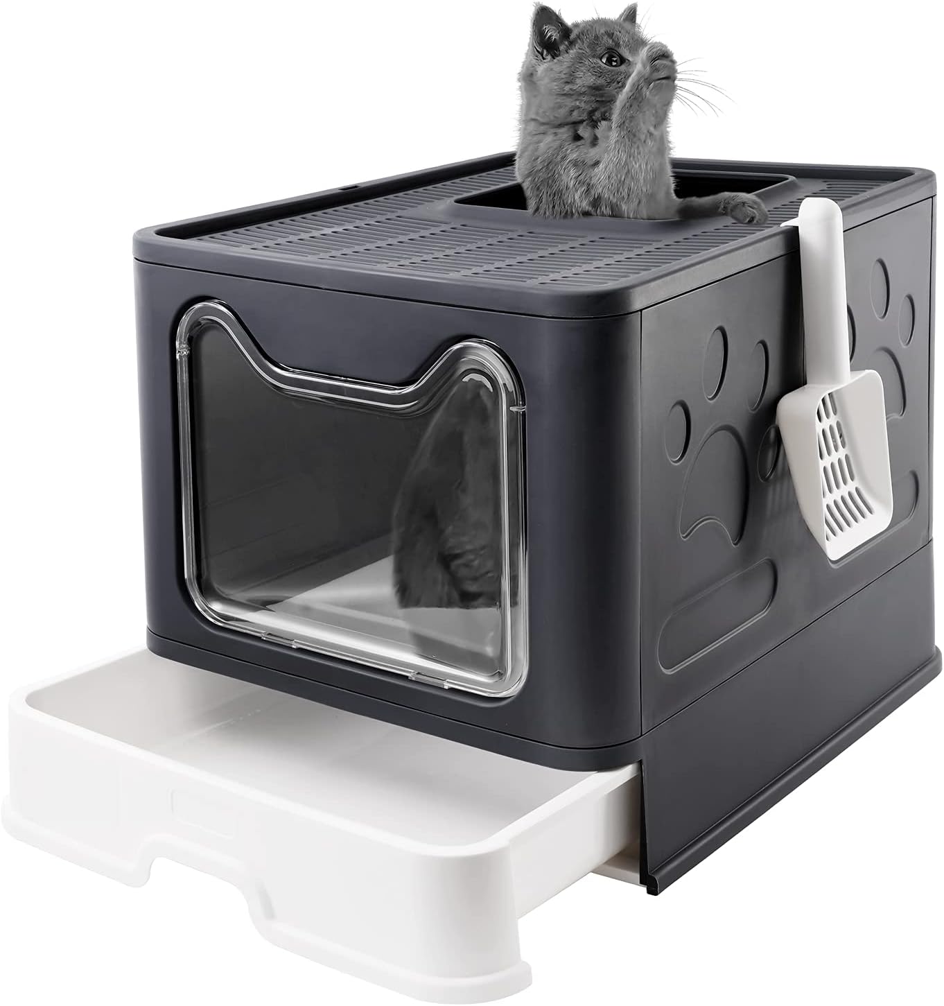 Bolux Foldable Cat Litter Box with Lid, Extra Large Litter
