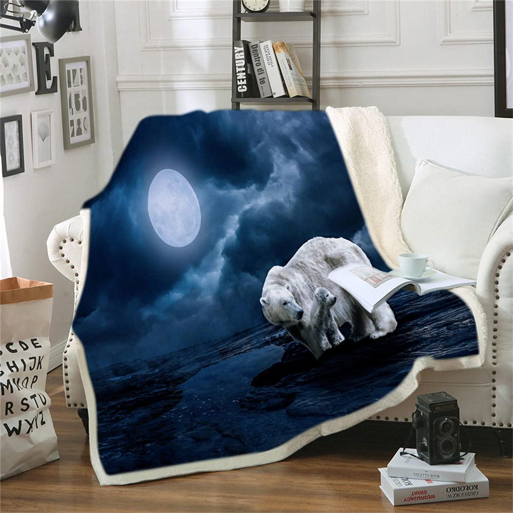 VHKJewE Sherpa Throw Blanket Polar Bear Fleece Throws Blankets for Sofas Super Warm(130 cmx150 cm)