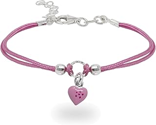 Pulsera Infantil con Hilo de Colores y Charm en Plata de Ley 925