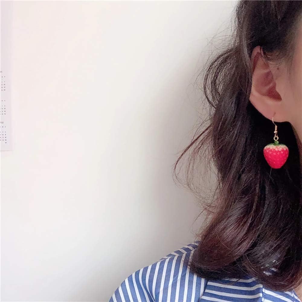 Red Strawberry Earring for Women Her Cute 3D Acrylic Fruit Resin Simulation Strawberry Drop Dangle Earrings - Image 5