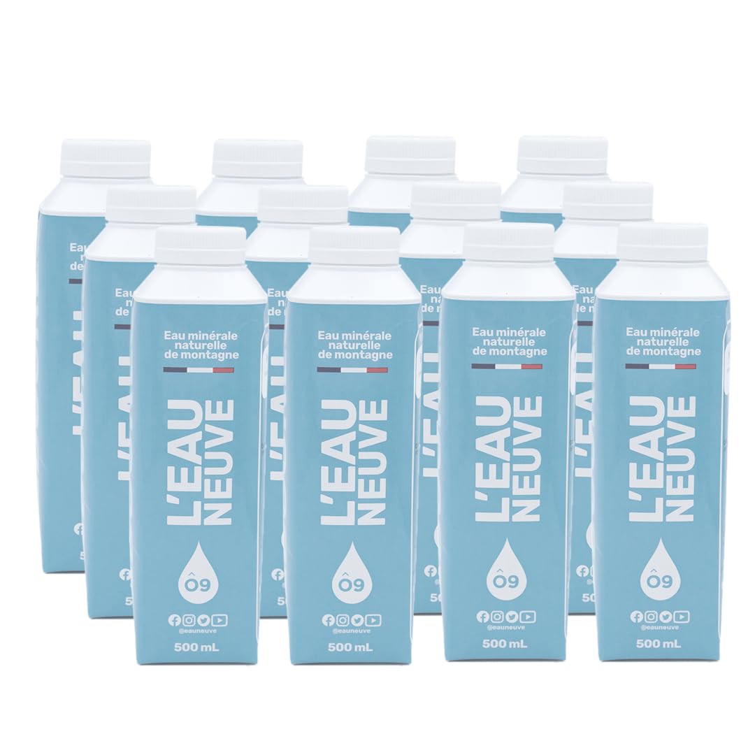 Tétra Eau Neuve Bleue 12 Bouteilles x 50cl | Eau minérale naturelle naturellement pure à la source de Pédourès
