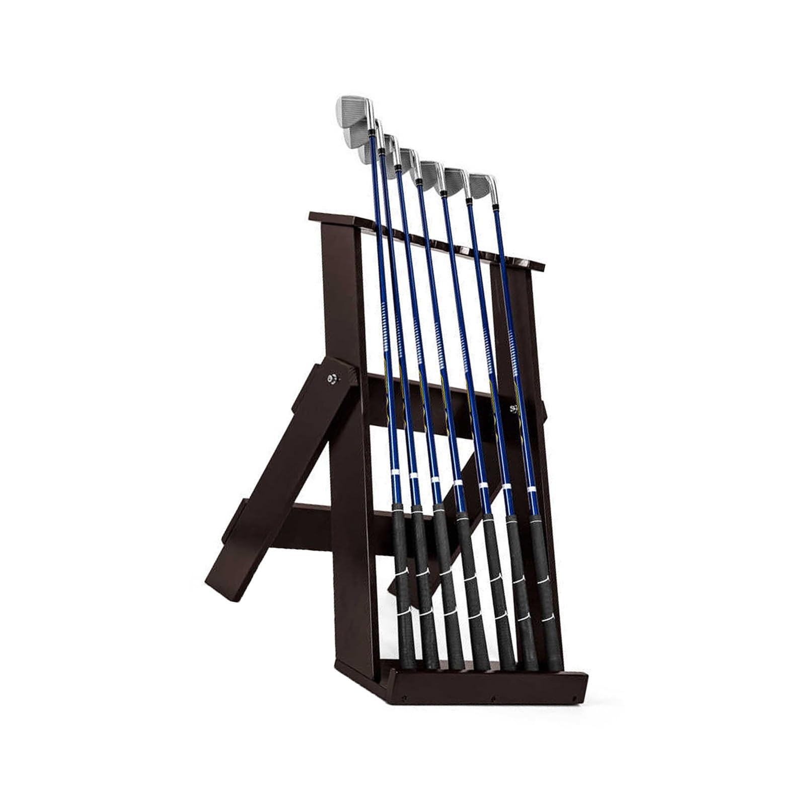 Jxyq Wooden Golf Bag Rack, Golf Club Storage Holder Holds 7 Clubs, For Indoor Outdoor Garage Playground