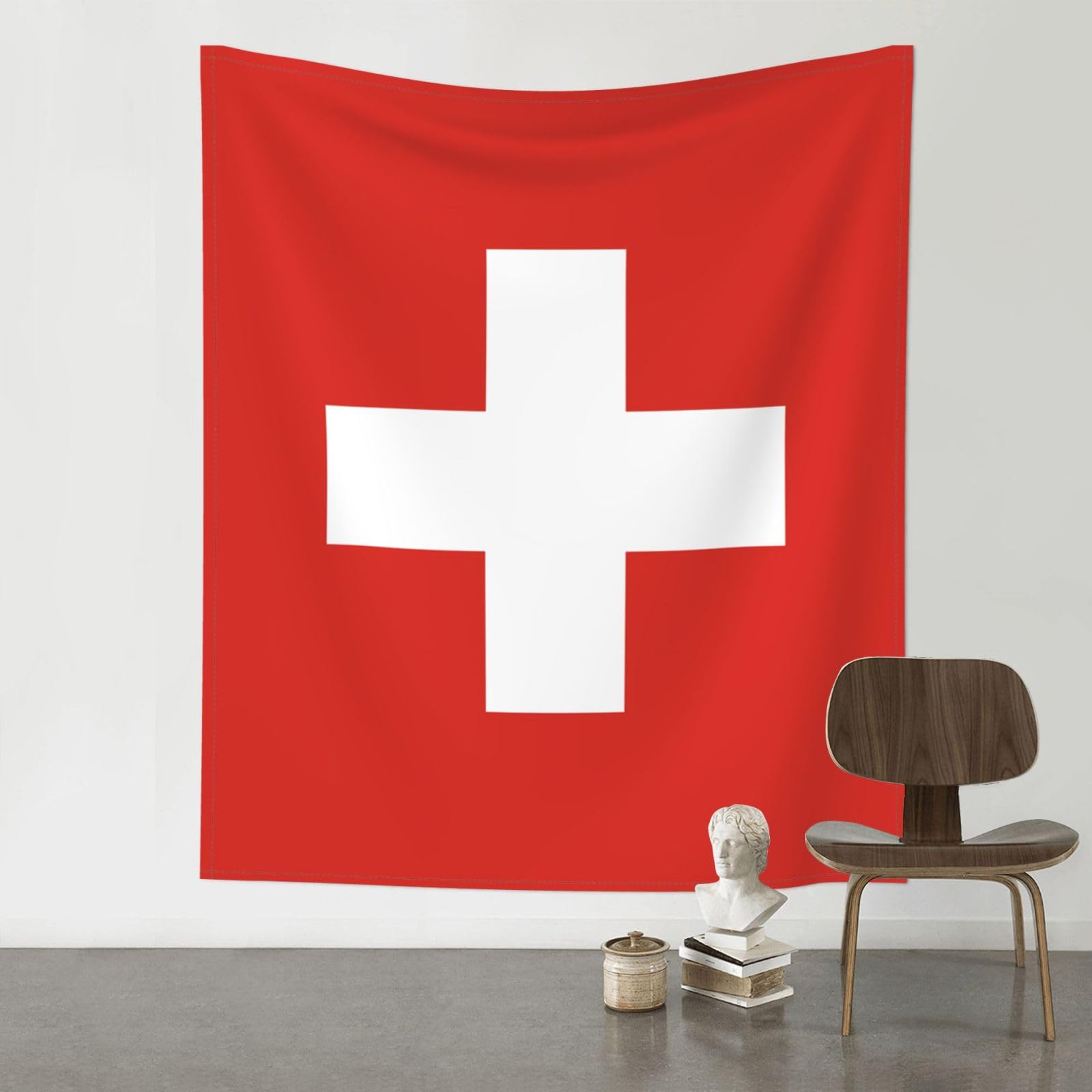 YYHWHJDE Swiss Flag Prints Wall Tapestry 60x51in - High-Grade Polyester Throw for Dorm Room Decor, Beach Blankets & Home Accent