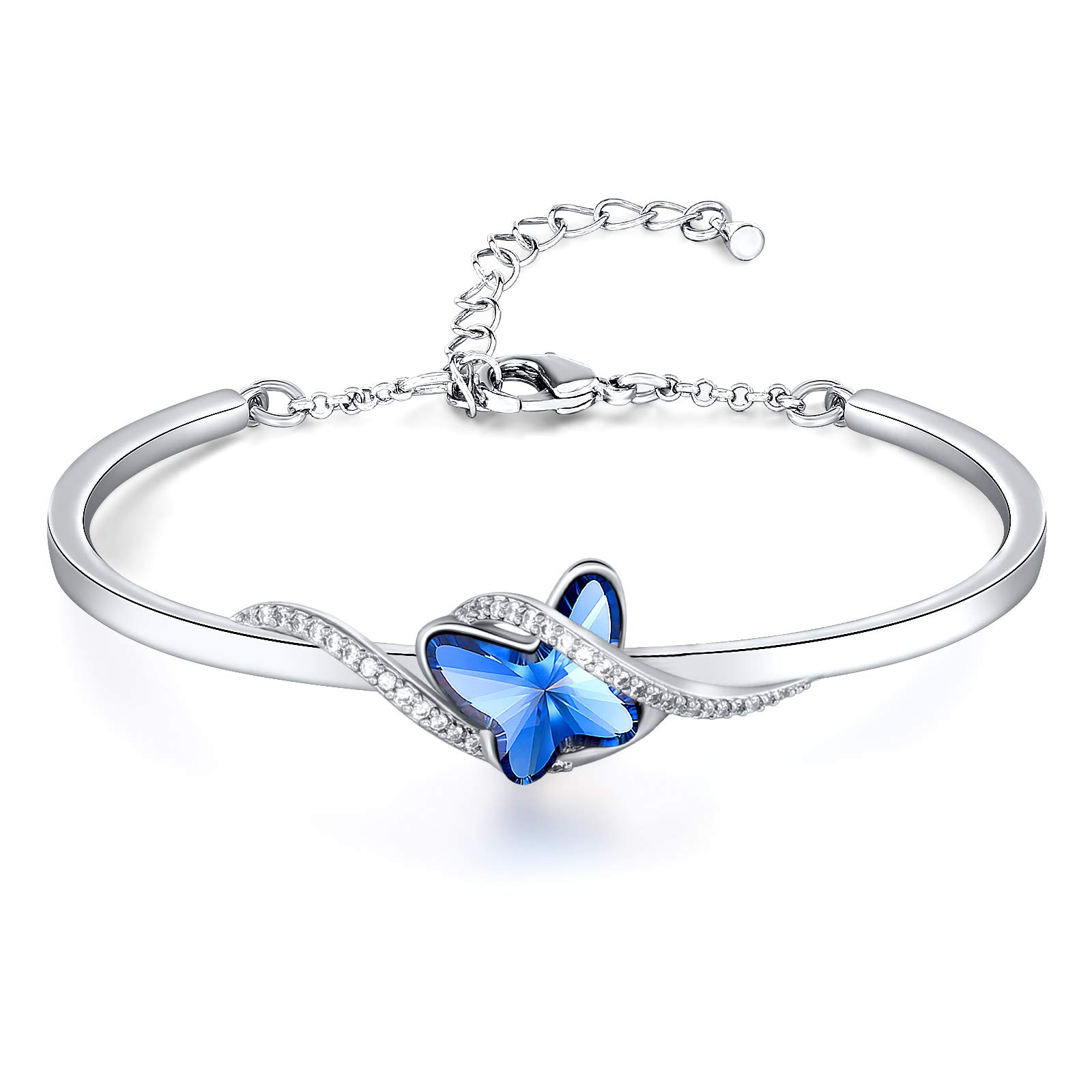 GEORGE · SMITH Bracciale in argento per donna, Bracciale regolabile Bracciale a farfalla in cristallo blu/viola - Regalo di Natale, anniversario, compleanno per donna con scatola