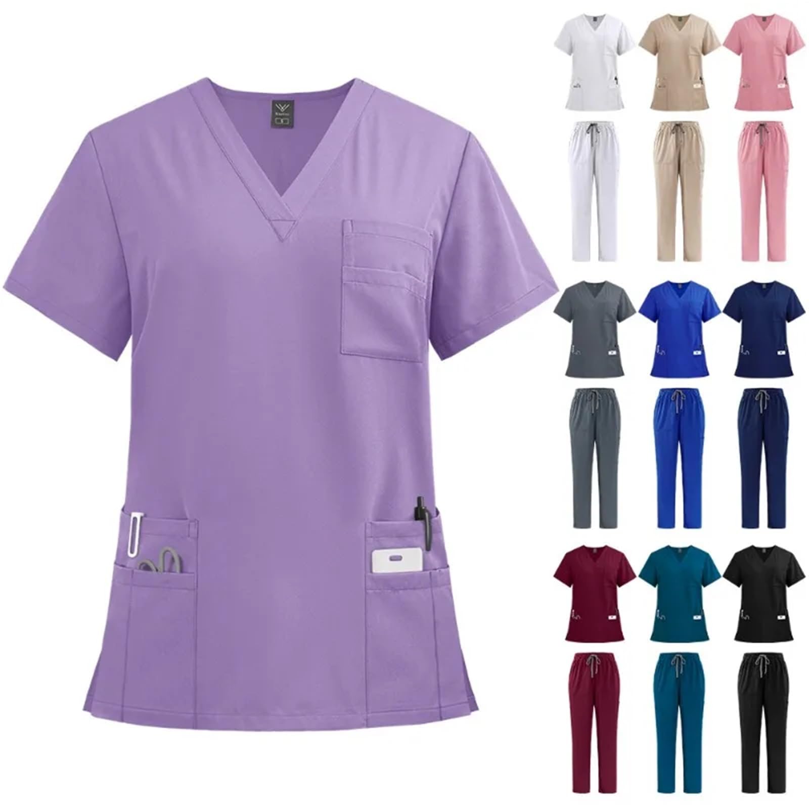 Uniformen für Pflegekräfte Arbeitskleidung for Ärzte und Pflegekräfte, OP-Kittel, gerade Hose, einfarbiges Set