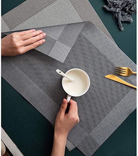 Table Mats Set of 8, Dining Table Place Mats, Washable Placemats with Coasters, Non-Slip Heat Resistant PVC, Non-Stain, Non-Mildew, Dry Quickly, for Kitchen, Dining Room, Birthday/Holiday Party Etc.