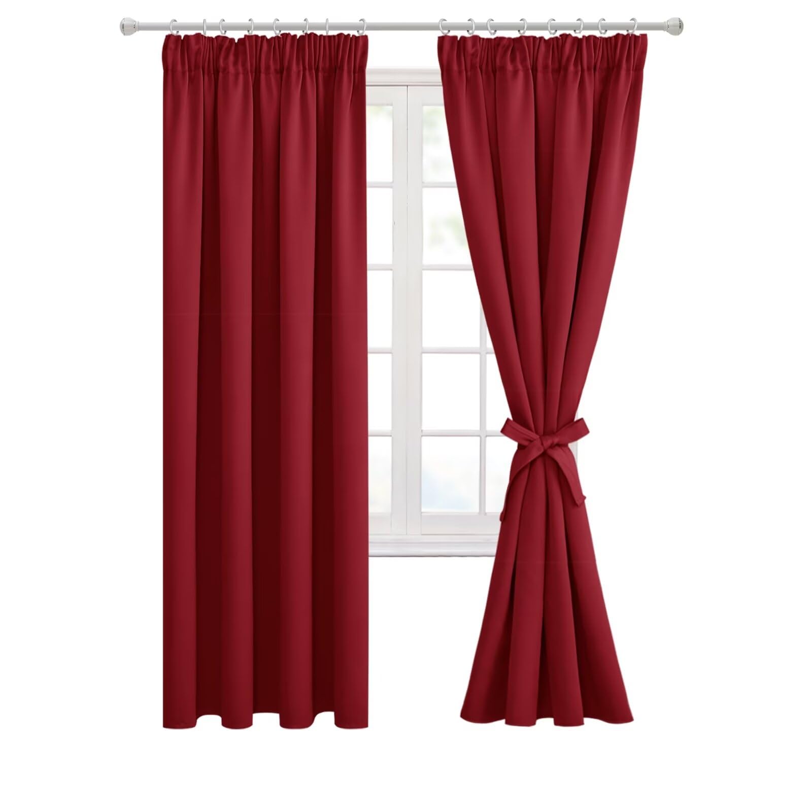 Hiasan Pencil Pleat Blackout Thermal Insulated Curtains, Bedroom and Living Room with Tiebacks