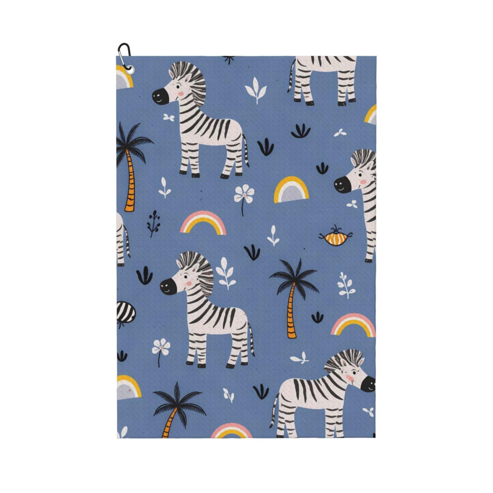 Oudrspo Cute Cartoon Zebra and Rainbow Multi-Functional Golf Towel | Absorbent Quick Drying 16x24in
