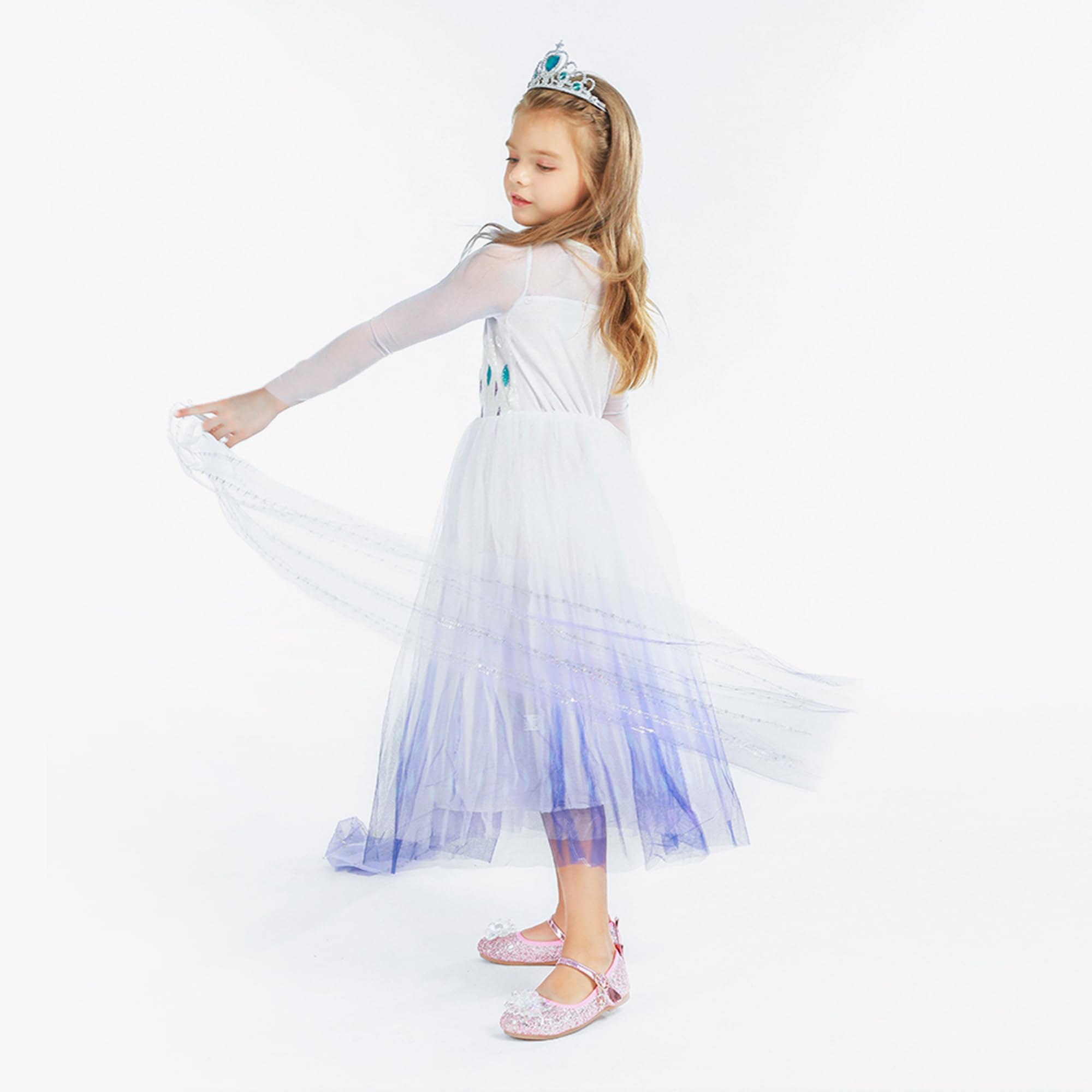 Foierp Elsa Dress up for Girls Frozen 2 Elsa Costume for Toddler Ice Snow Queen Fancy Dress for Kids with Accessories for Halloween Cosplay Christmas Party - Image 4