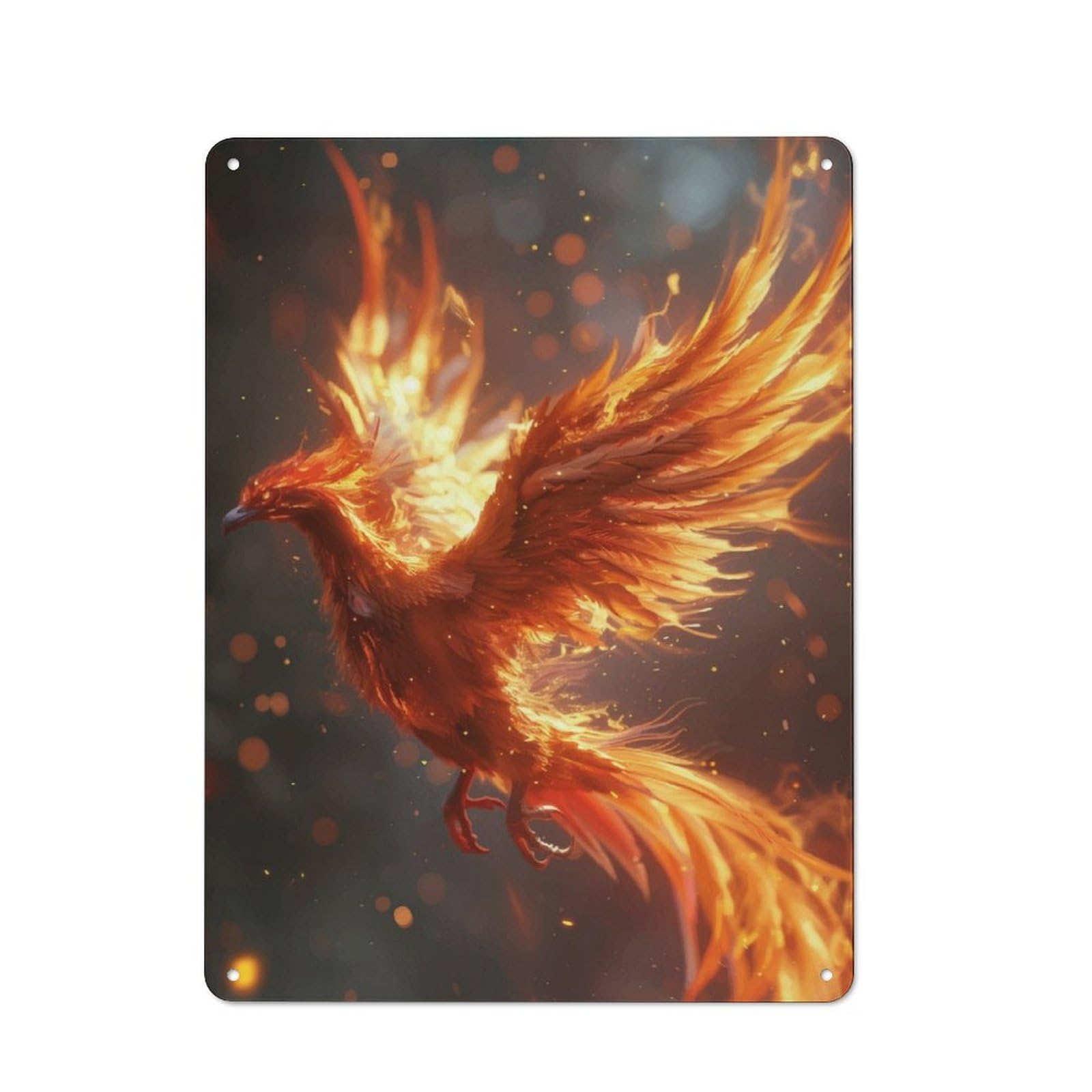 Junmoney Bird Phoenix Fantasy Fire Metal Sign 40X30cm With For Hallway Wall, Vintage Decor, For Garage, Workshop And Man Cave Decoration