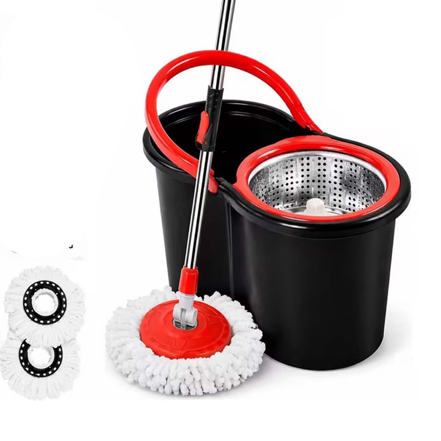360° Spin Mop Bucket Set-Premium Rotating Dry Head Floor Cleaner - 2 Mop Refills